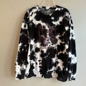 True Religion Sweatshirt Mens XL Black Tie Dye Buddha Graphic Pullover